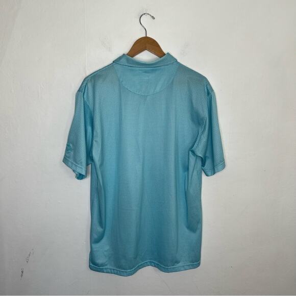 Horn Legend Performance Luxury Blue White Gingham Polo Embroidered Sleeve Shirt - Picture 2 of 11